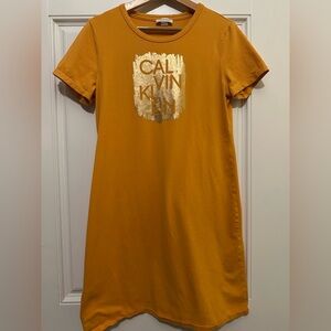 Calvin Klein Gold T-Shirt Dress - Size Medium